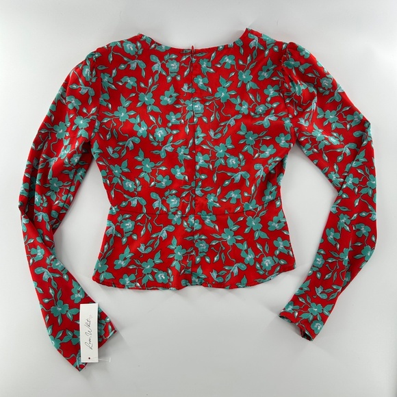 NWT: Love, Whit: Twist Front Satin Top, Red and Teal crop top, XS - Picture 5 of 9